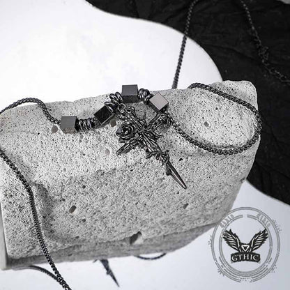 Nail Cross Thorn Rose Alloy Necklace