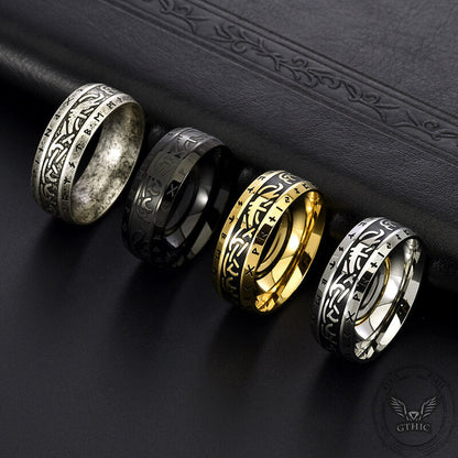 Nordic Runes Stainless Steel Viking Ring