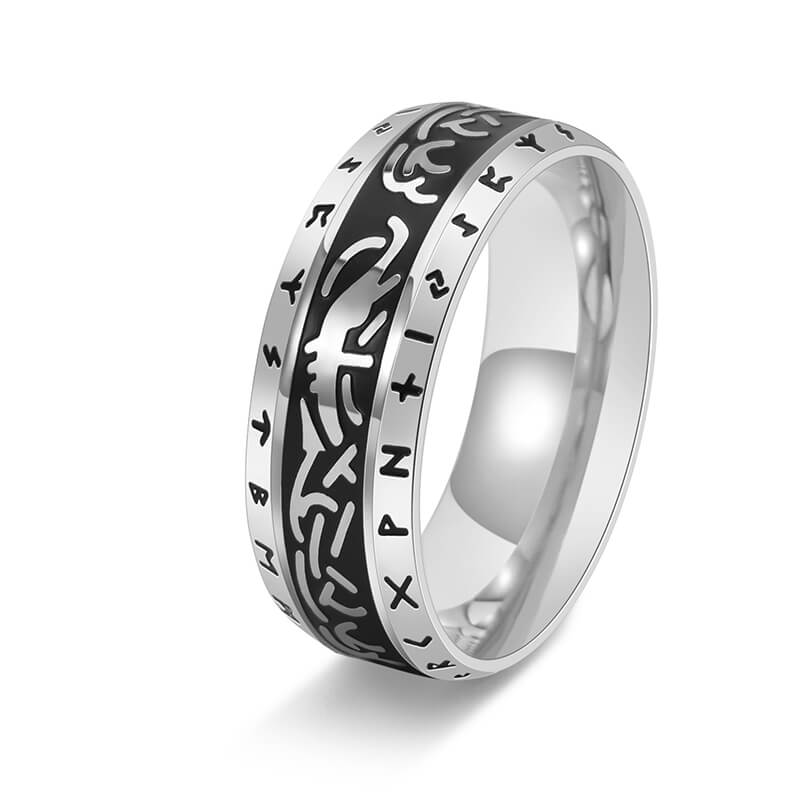 Nordic Runes Stainless Steel Viking Ring