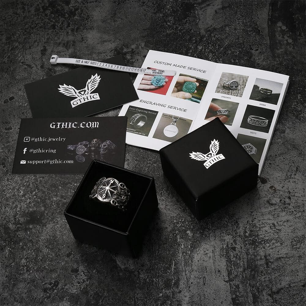 Northern Pirate Compass Sterling Silver Marine Ring