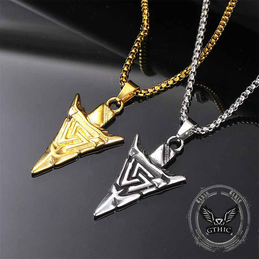 Odin Triangle Rune Stainless Steel Arrow Pendant