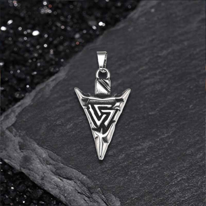 Odin Triangle Rune Stainless Steel Arrow Pendant