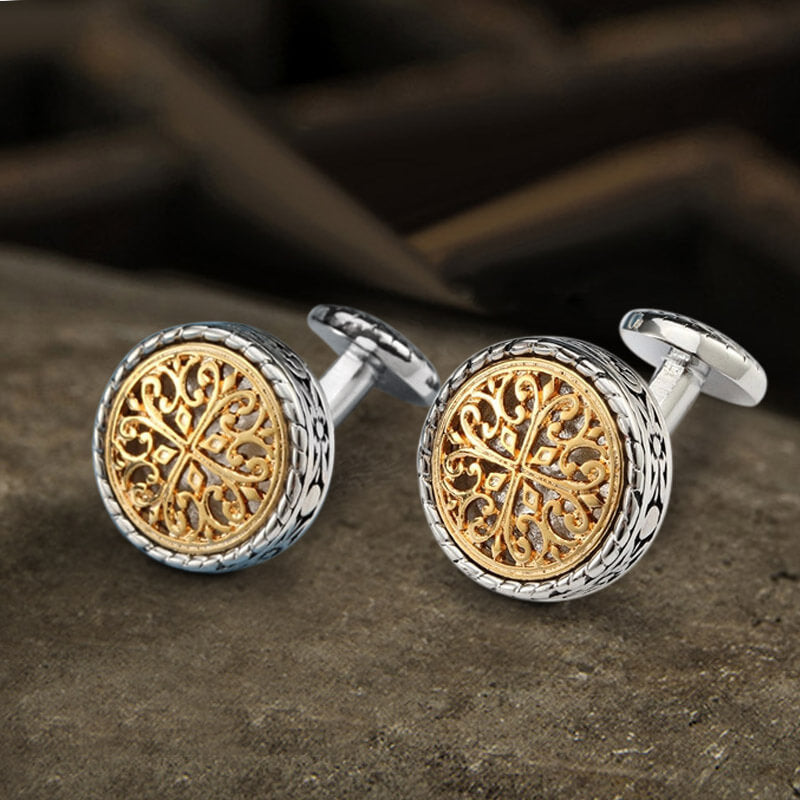 Pattern Brass Fixed Backing Cufflinks