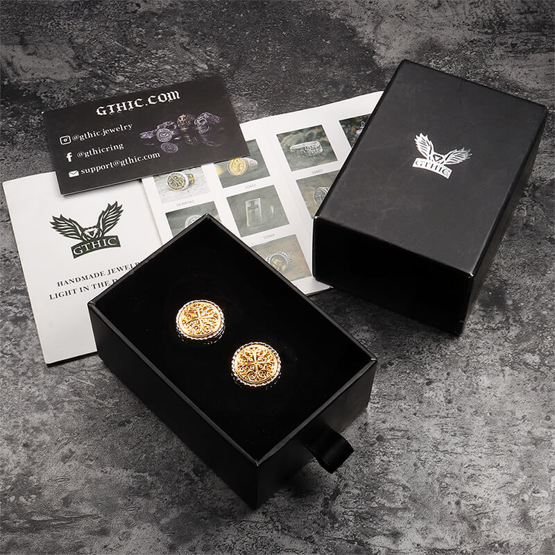 Pattern Brass Fixed Backing Cufflinks