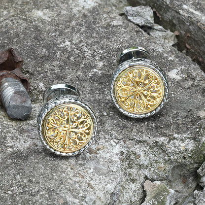 Pattern Brass Fixed Backing Cufflinks