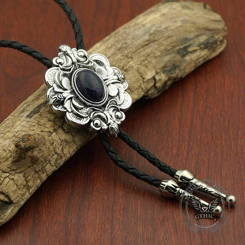 Pattern Gem Carved Alloy Bolo Tie