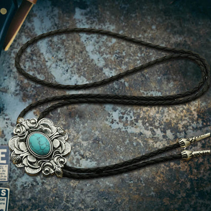 Pattern Gem Carved Alloy Bolo Tie