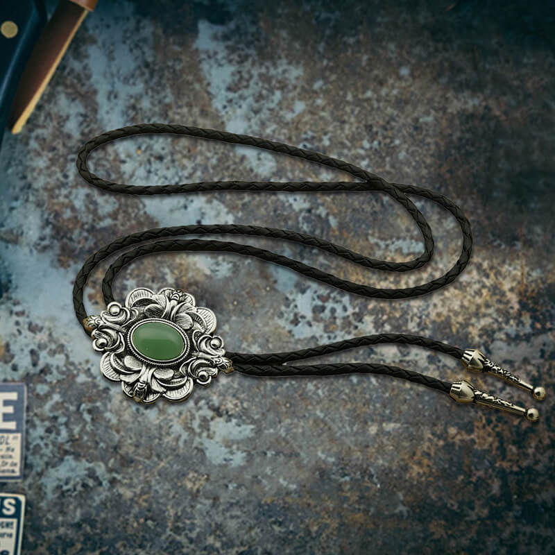 Pattern Gem Carved Alloy Bolo Tie