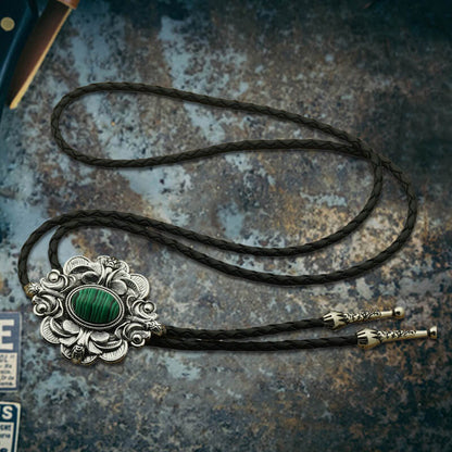 Pattern Gem Carved Alloy Bolo Tie