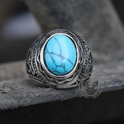 Pattern Gemstone Stainless Steel Ring