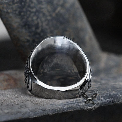 Pattern Gemstone Stainless Steel Ring
