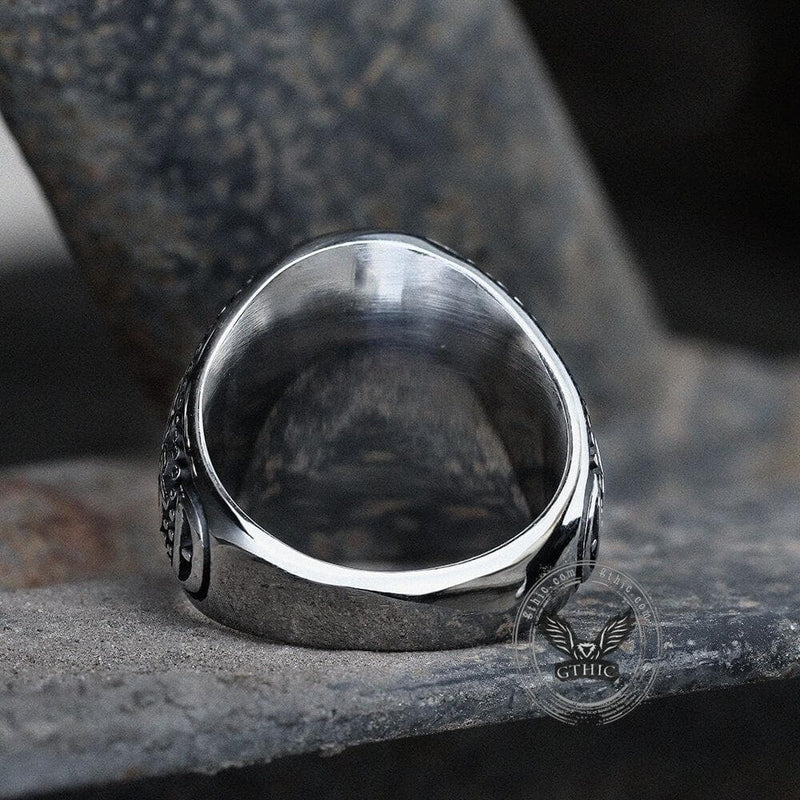 Pattern Gemstone Stainless Steel Ring