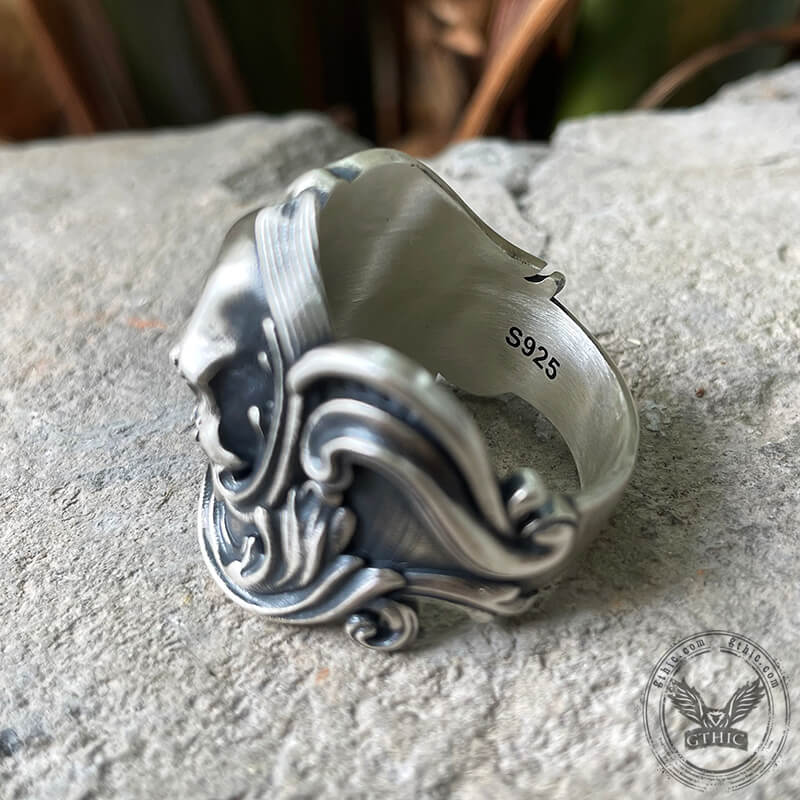 Pattern Sterling Silver Skull Ring