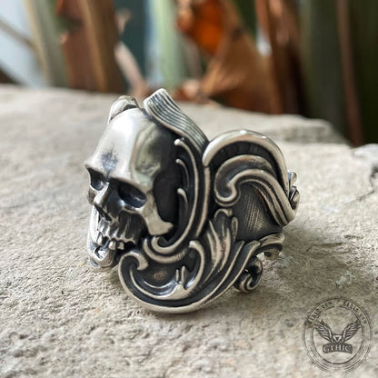 Pattern Sterling Silver Skull Ring
