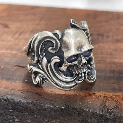 Pattern Sterling Silver Skull Ring
