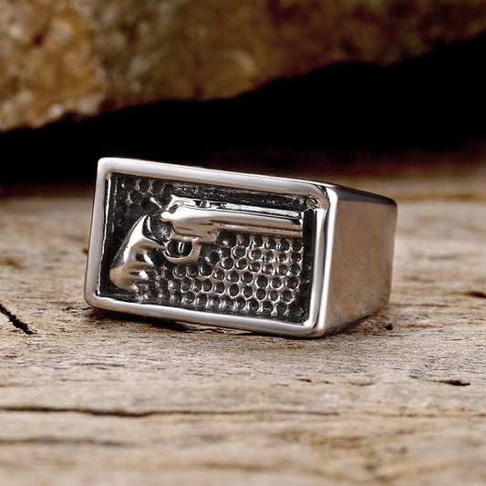 Pistol Gun Stainless Steel Ring