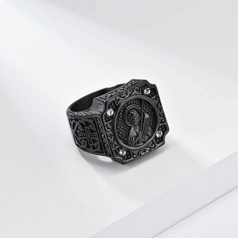 Portrait Cross Stainless Steel Ring