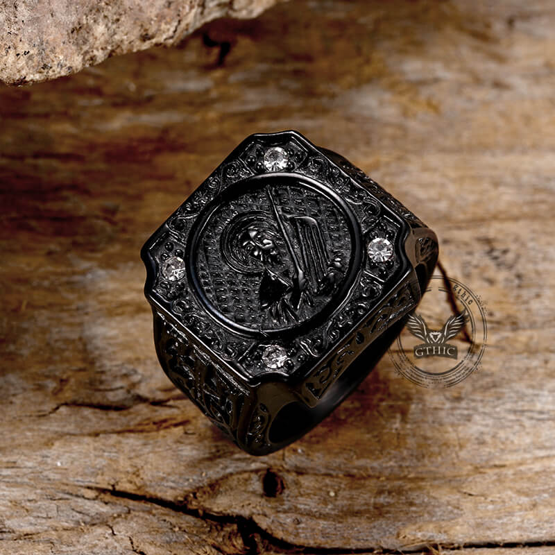Portrait Cross Stainless Steel Ring