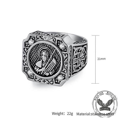 Portrait Cross Stainless Steel Ring
