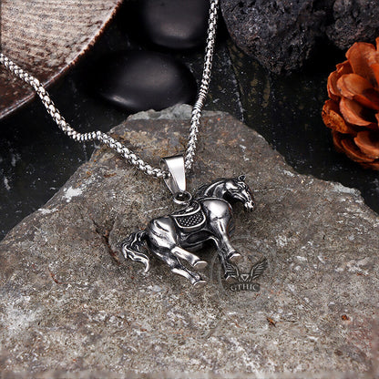 Prairie Horse Stainless Steel Pendant