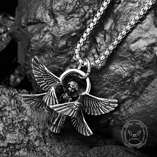 Praying Angel Wings Stainless Steel Pendant