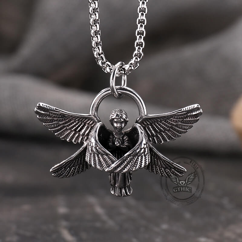 Praying Angel Wings Stainless Steel Pendant