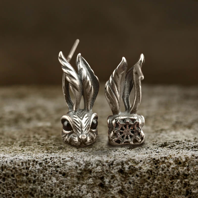 Rabbit Sterling Silver Stud Earring