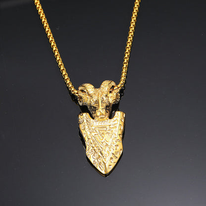 Ram Shield Stainless Steel Viking Pendant