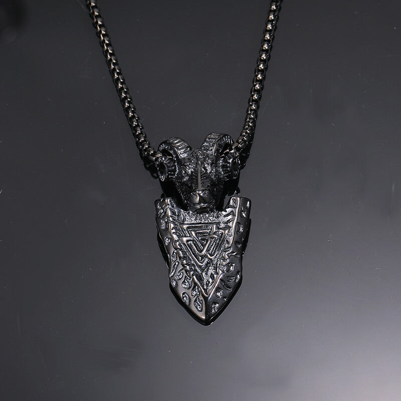 Ram Shield Stainless Steel Viking Pendant