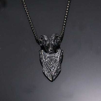 Ram Shield Stainless Steel Viking Pendant