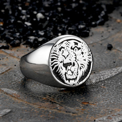Roaring Tiger Head Stainless Steel Ring