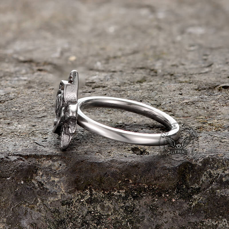 Rose Skull Stainless Steel Ring
