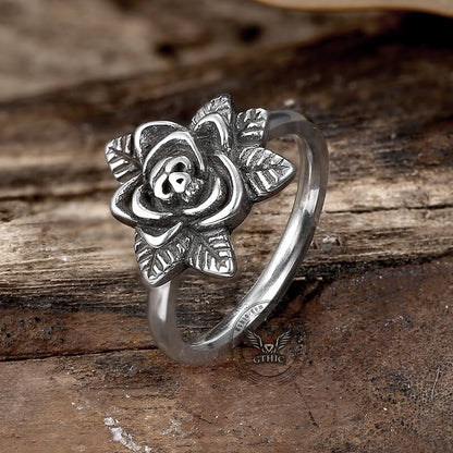 Rose Skull Stainless Steel Ring