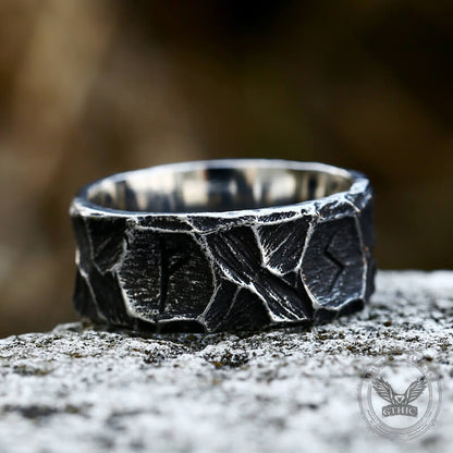 Runes Stainless Steel Viking Ring