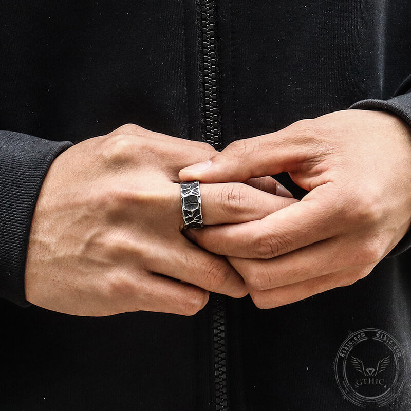 Runes Stainless Steel Viking Ring