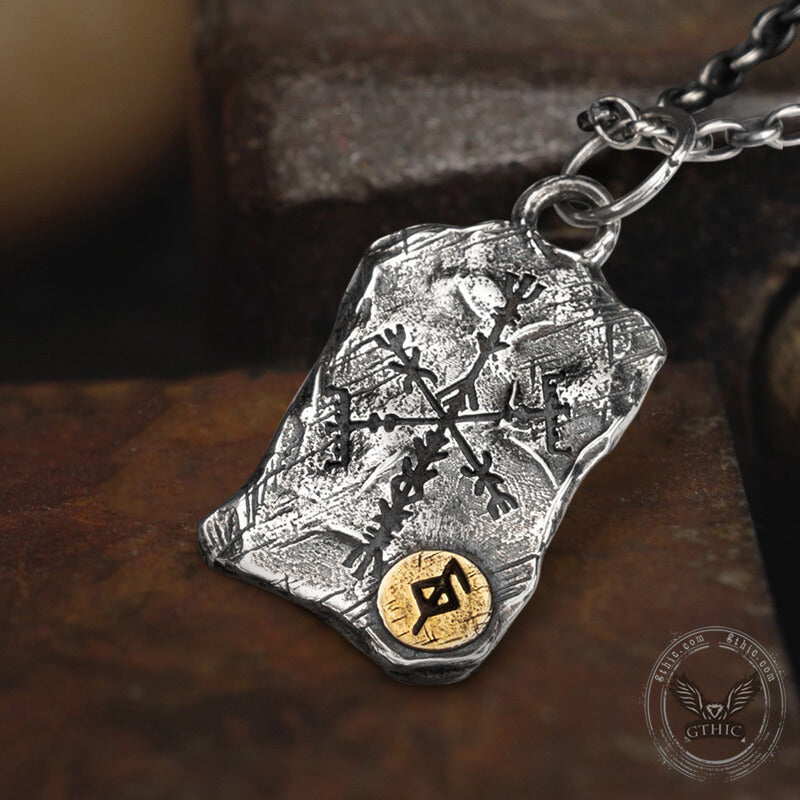 Runes Vegvisir Sterling Silver Viking Necklace