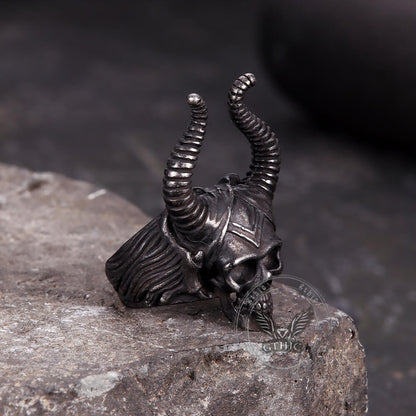 Satan Horn Stainless Steel Skull Ring