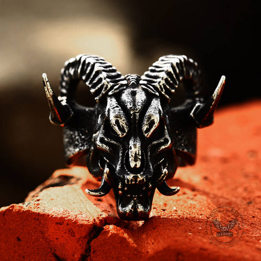 Satan Ram Head Stainless Steel Ring