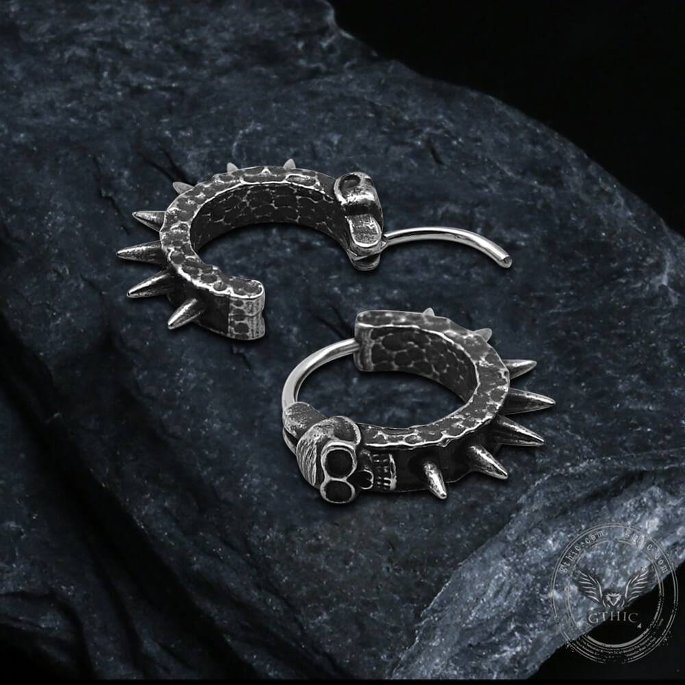 Skull and Thorns Stainless Steel Earrings