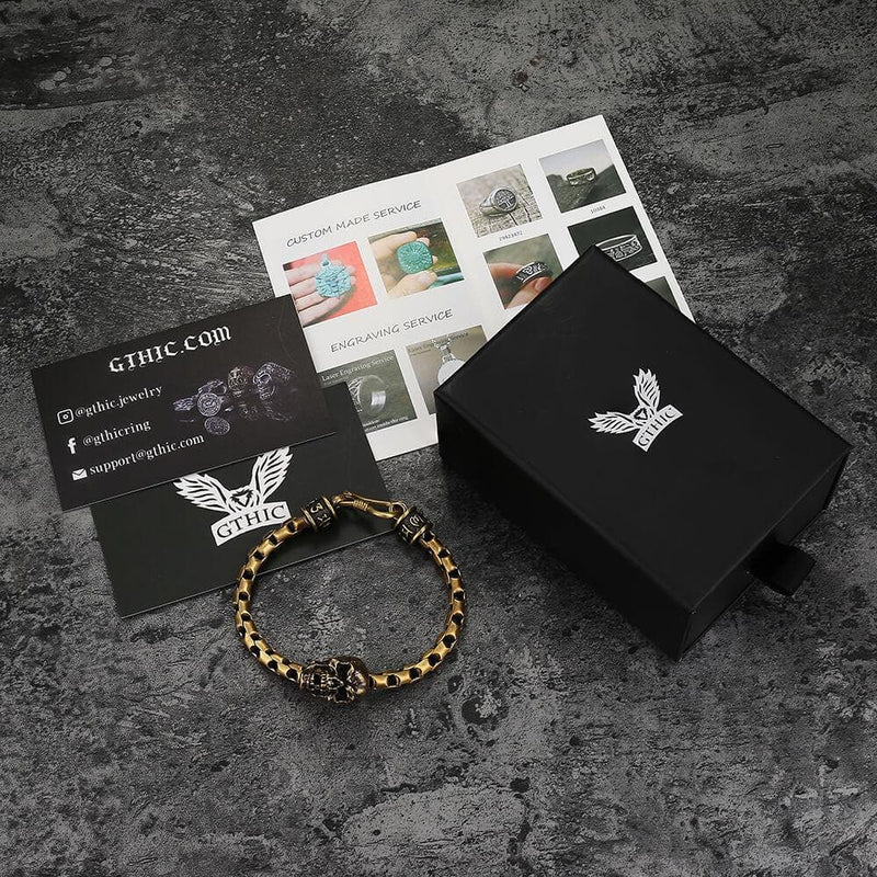 Skull Brass Box Chain Bracelet