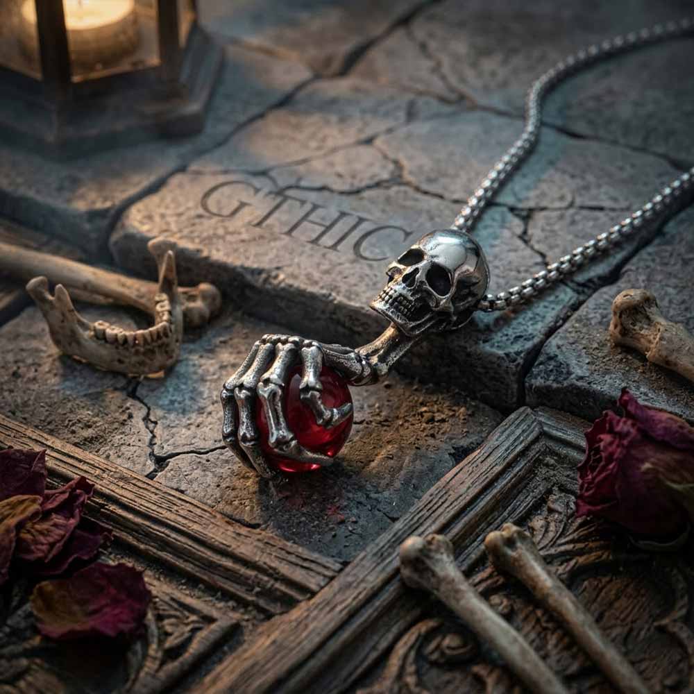 Skull Hand-held Gem Stainless Steel Pendant