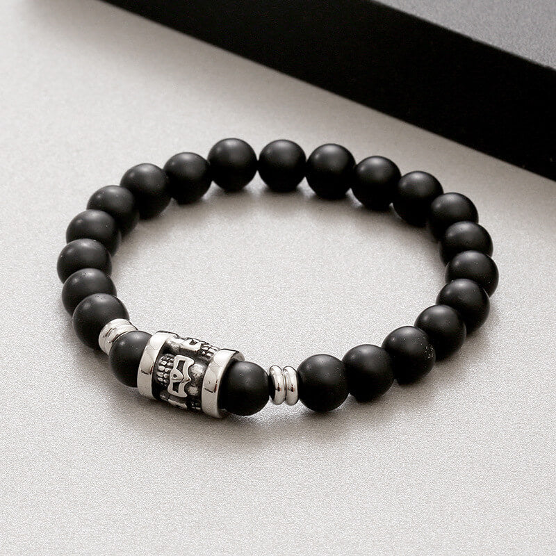 Skull Pattern Natural Stone Bracelet