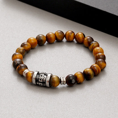 Skull Pattern Natural Stone Bracelet