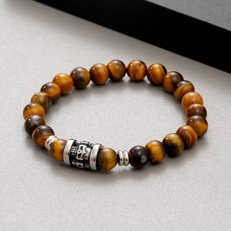 Skull Pattern Natural Stone Bracelet