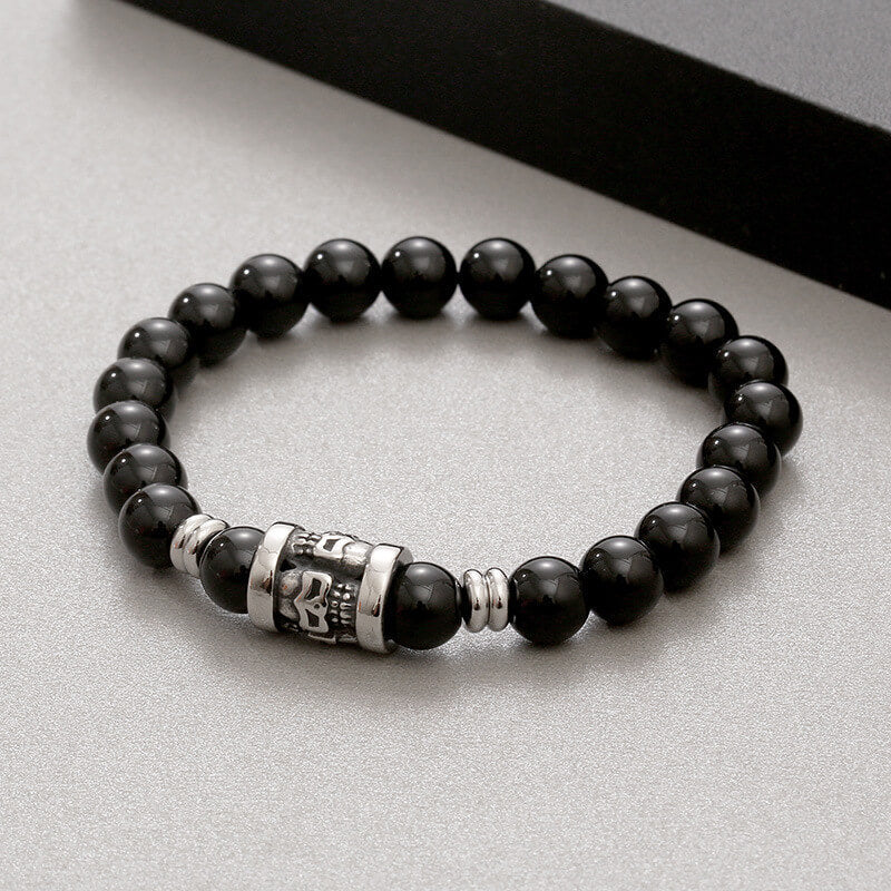 Skull Pattern Natural Stone Bracelet