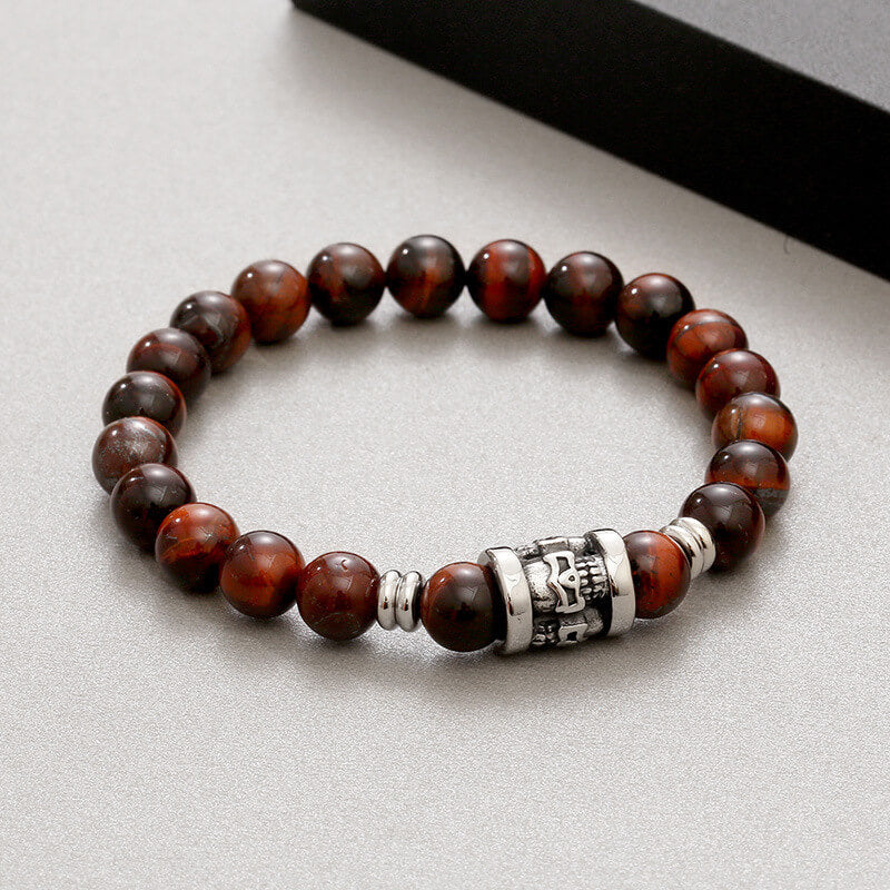 Skull Pattern Natural Stone Bracelet