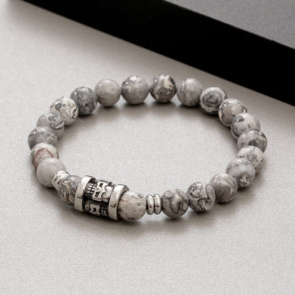 Skull Pattern Natural Stone Bracelet
