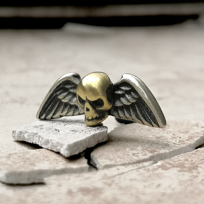 Skull Wings Sterling Silver Stud Earrings