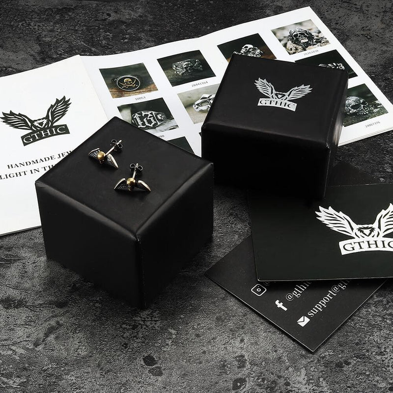 Skull Wings Sterling Silver Stud Earrings
