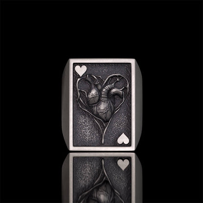 Square Skull Playing Card Sterling Silver Ring